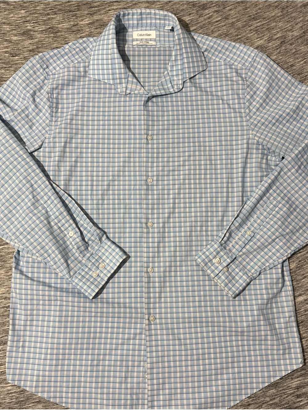 Calvin Klein Blue and White Windowpane Dress Shirt